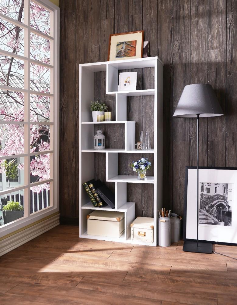 Wooden Rectangular Cube  Bookcase, White