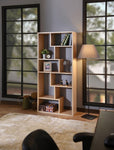 Wooden Rectangular Cube Bookcase, Weathered Oak Brown