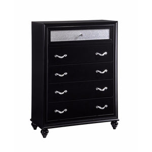 Wooden 5 Drawer Chest, Black