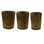 Bamboo Basket, Brown And Yellow, Set Of 3