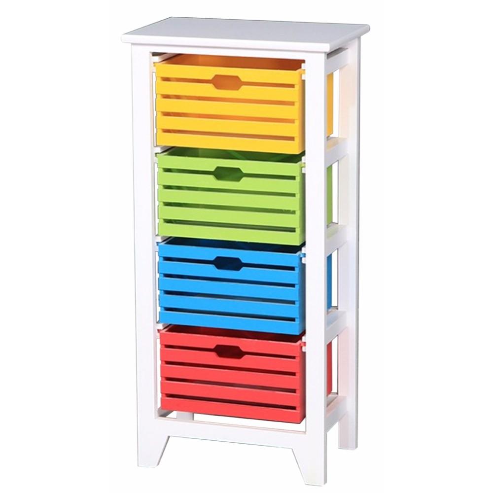 4-Tier Wooden Storage Cabinet ,White