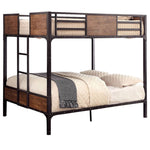 Wooden & Metal Frame Full/Full Size Bunk Bed, Black