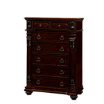 Wooden Chest With 7 Drawers , Dark Cherry Brown