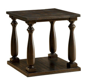 Wooden End Table with Open Shelf, Dark Walnut Brown