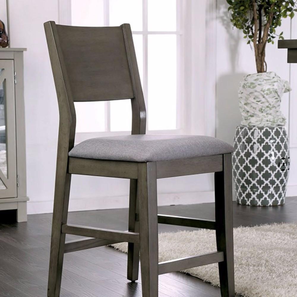 Wooden Counter Height Chair With cushioned Seat, Gray