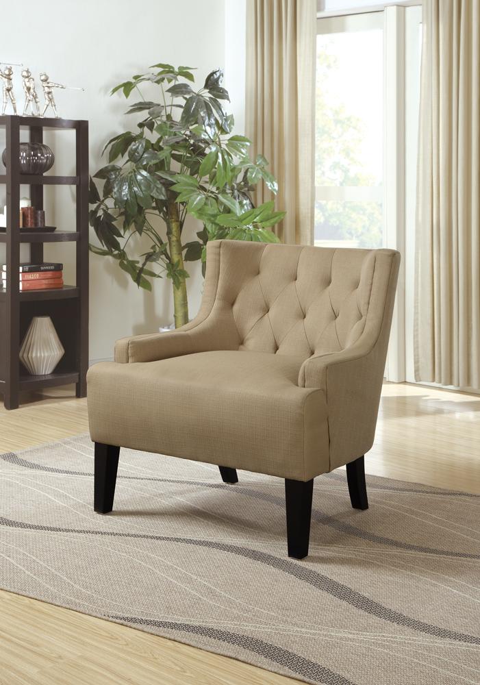 Wood & PolyFiber Accent Chair, Beige