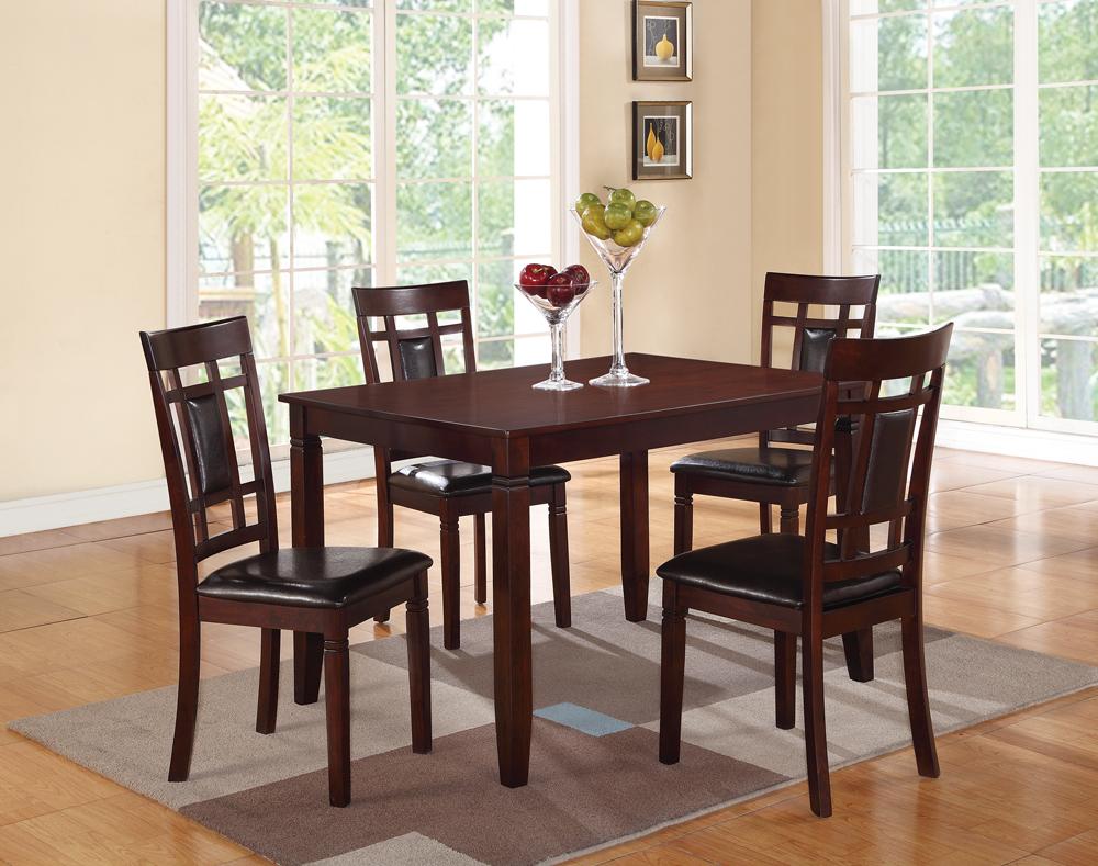 Wooden And Leather 5 Pieces Dining Set In Brown And Black