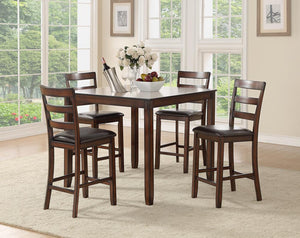 Wooden 5 Pieces Counter Height Dining Set In Brown