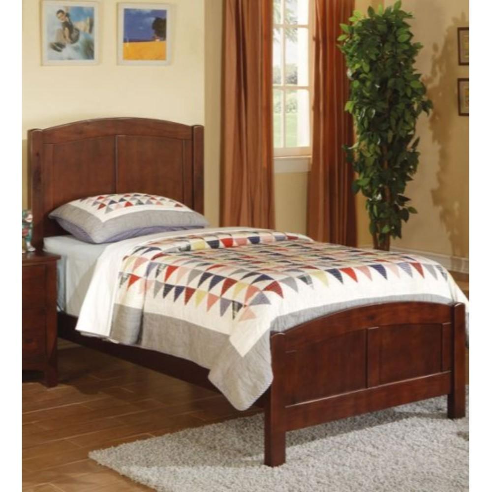 Wooden Twin Size Bed With Headboard And Footboard, Brown