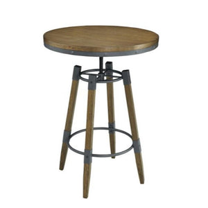 Adjustable Round Bar Table, Weathered Oak Brown and Gray