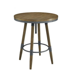 Adjustable Round Bar Table, Weathered Oak Brown and Gray