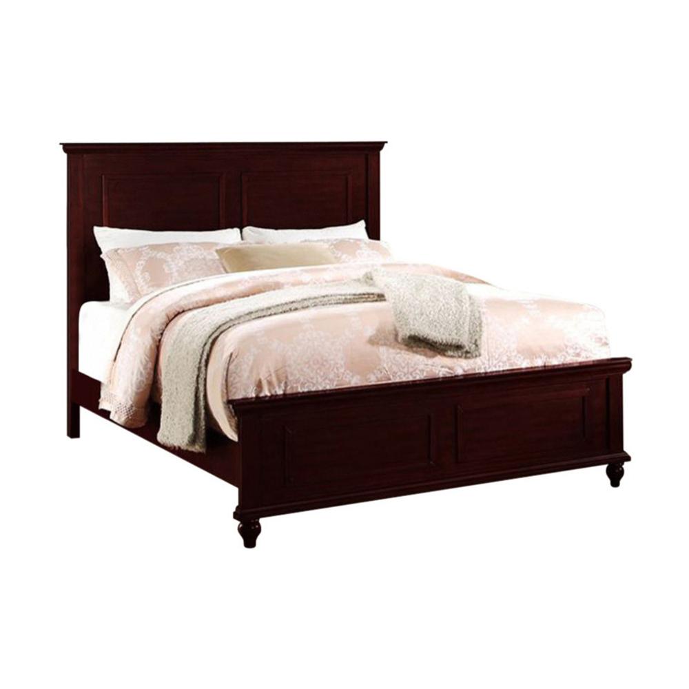 Wooden California King Bed, Dark Cherry