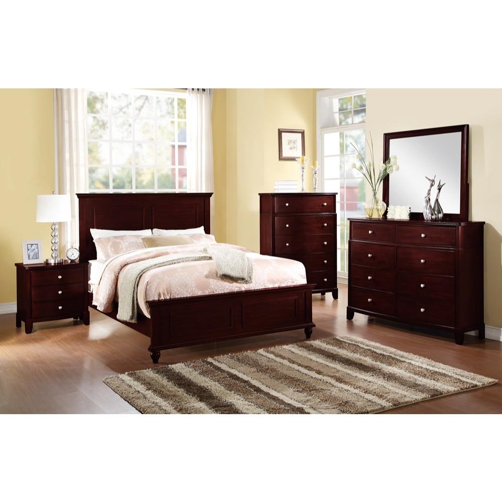 Wooden California King Bed, Dark Cherry