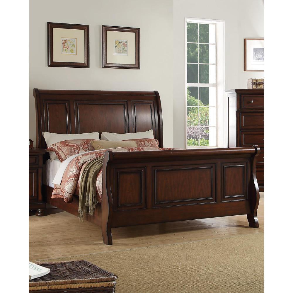 Wooden C.King Bed, Cherry Finish