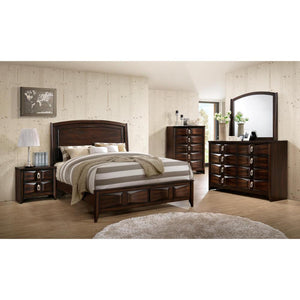 Wooden C.King Bed With 3D Design on Front Board Oak Brown