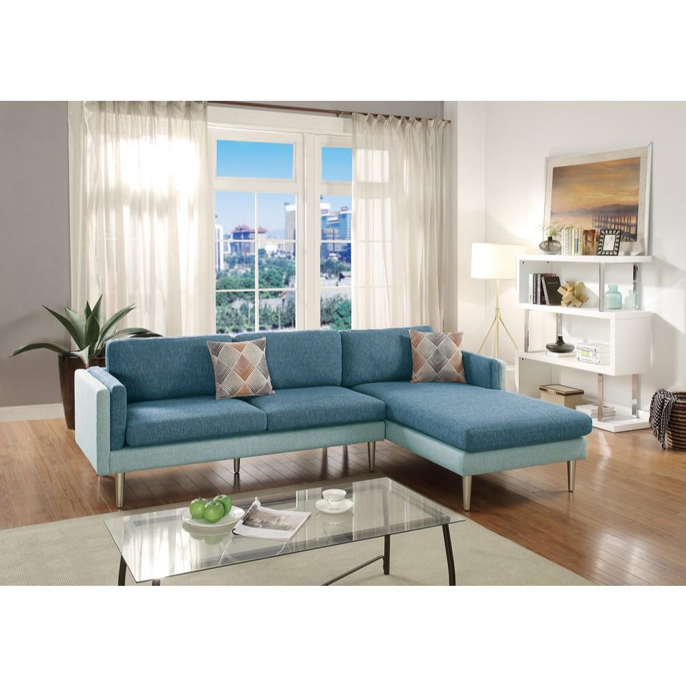 2 Piece Sectional Set With Accent Pillows In Blue