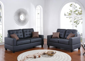 2 Pieces Sofa Set With Pillows In Black