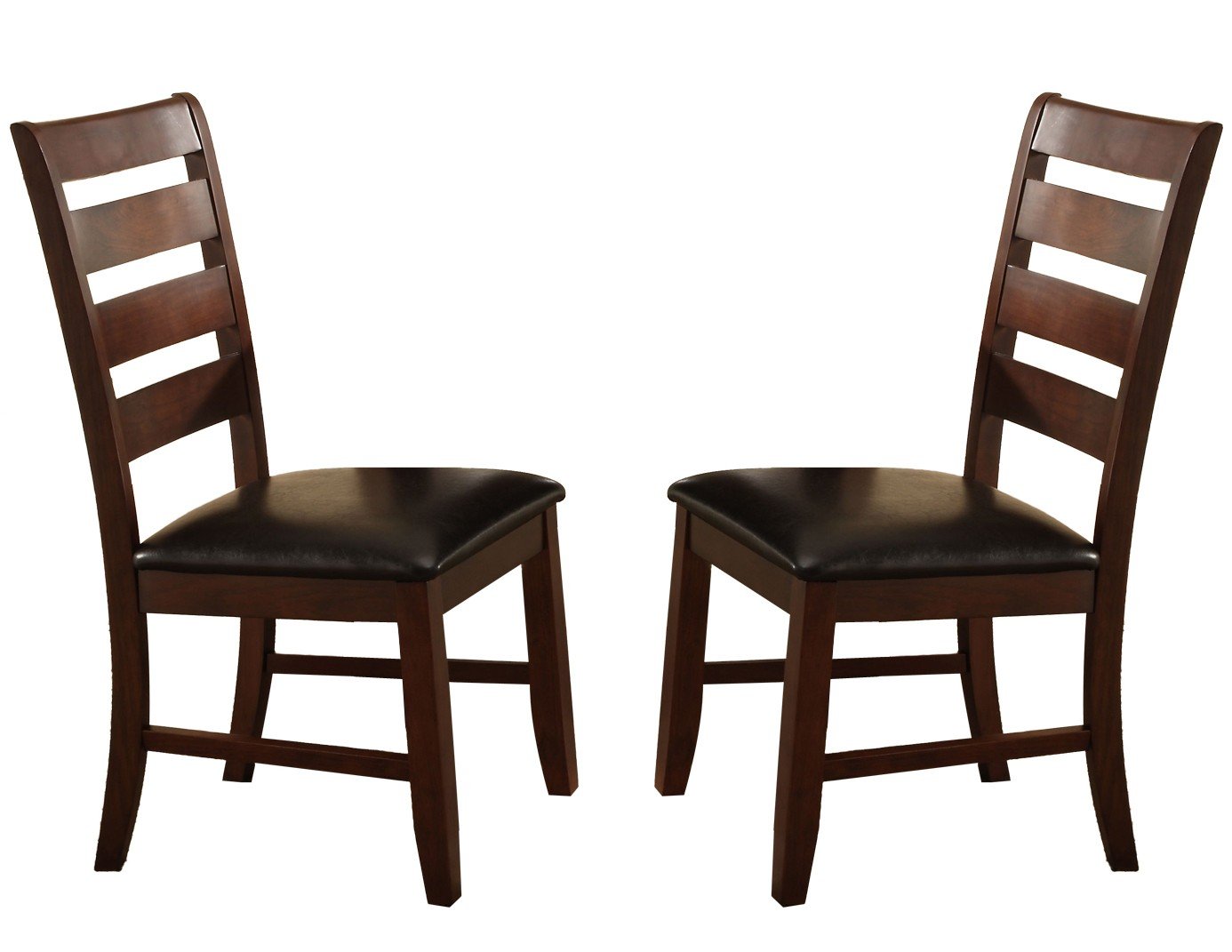 Wooden Dining Chair With Ladder Back Design, Set of 2, Dark Brown