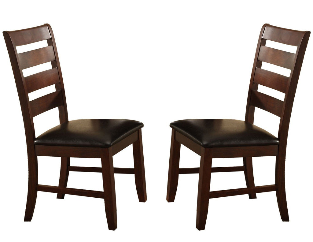 Wooden Dining Chair With Ladder Back Design, Set of 2, Dark Brown