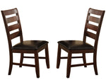 Wooden Dining Chair With Ladder Back Design, Set of 2, Dark Brown