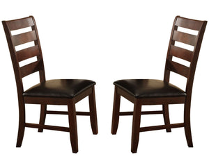 Wooden Dining Chair With Ladder Back Design, Set of 2, Dark Brown