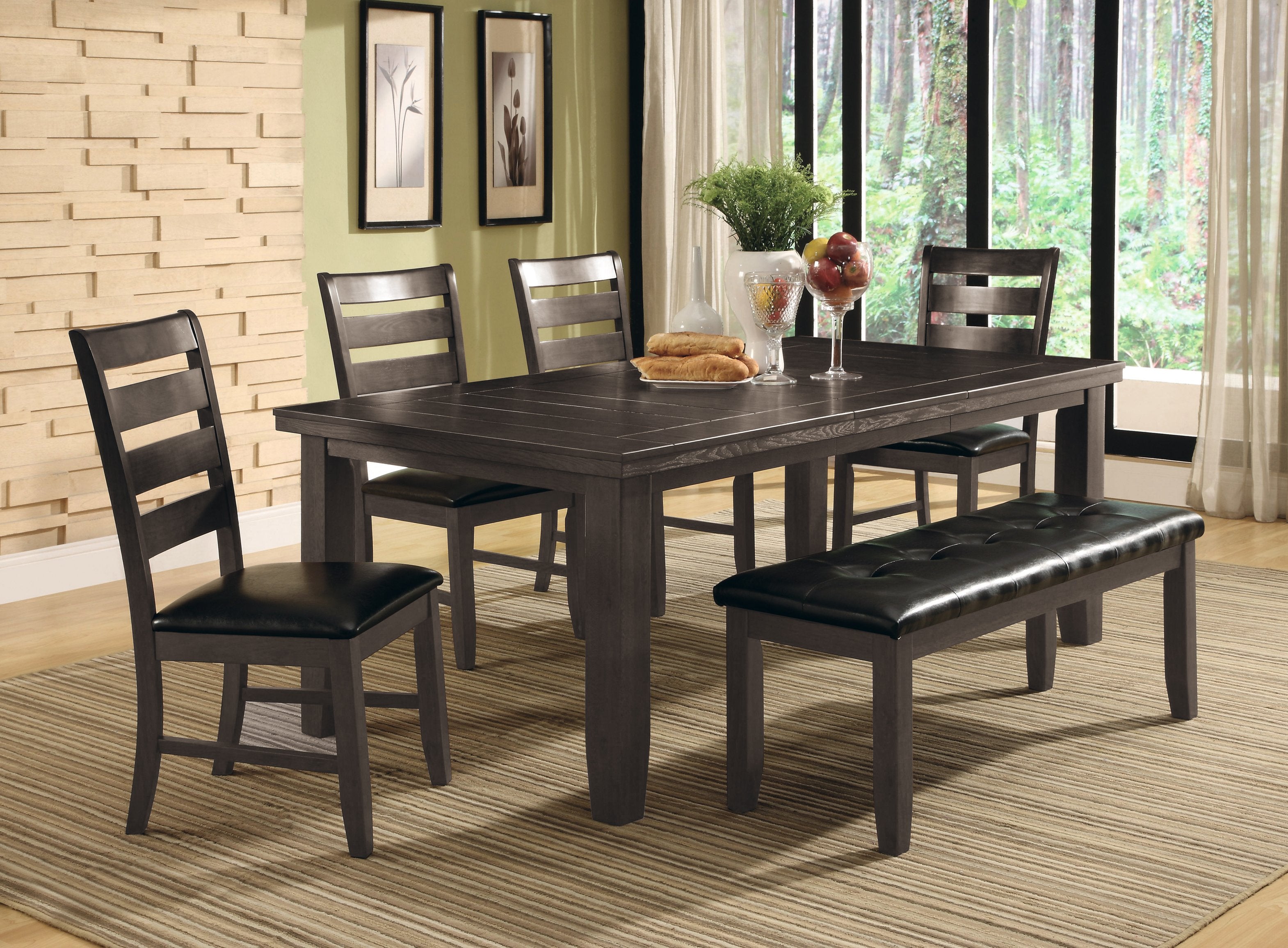 Wooden Dining Table With Butterfly Leaf, Gray