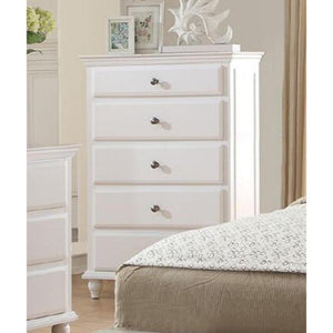 5 Drawer Spacious Wooden Chest, White