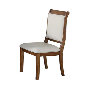 Wooden Dining Chair With Curved Back Set Of 2 Brown And White