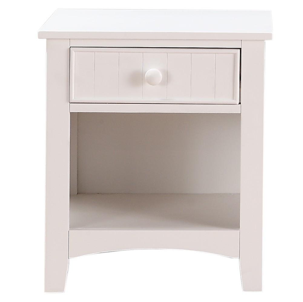 Wooden Night Stand With Bottom Open Shelf, White