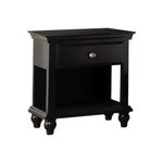 Wood Night Stand With Drawer, Black