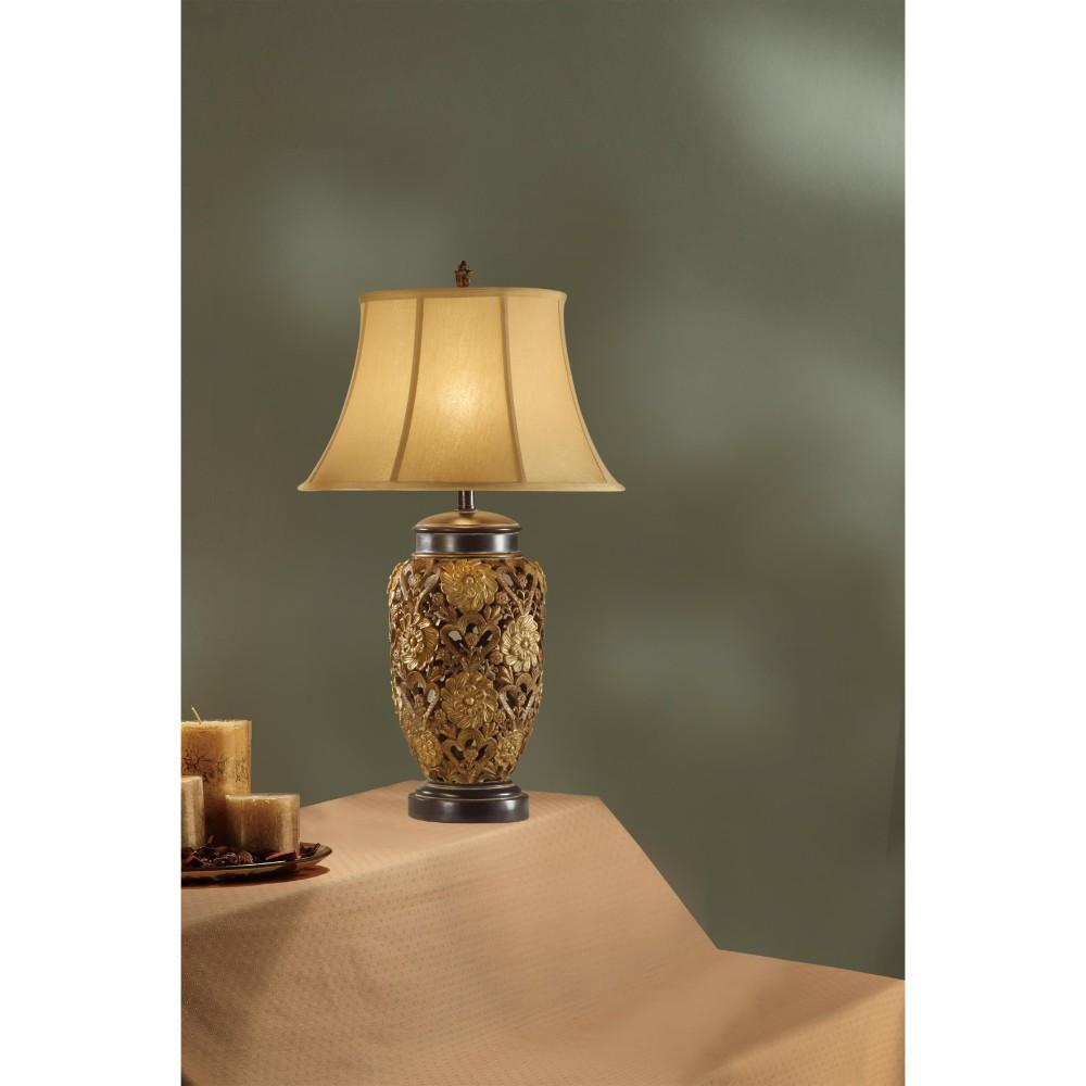 33' Poly Table Lamp With Embellished Base Set Of 2 Gold