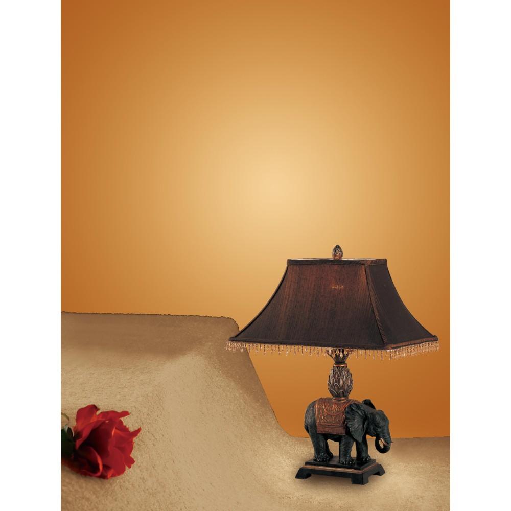 24 Inch Elephant Base Polyresin Table Lamp Set Of 2 Brown