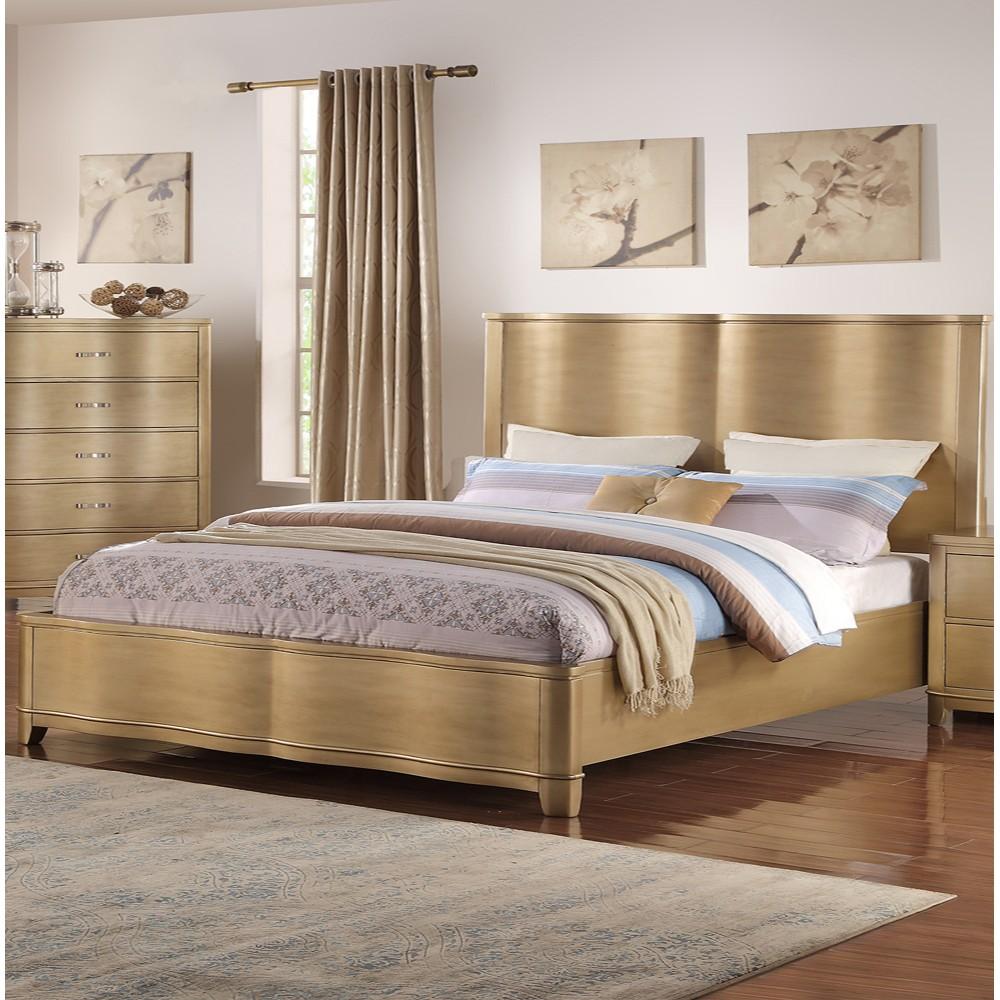 Wooden Cal.King Bed, Champagne