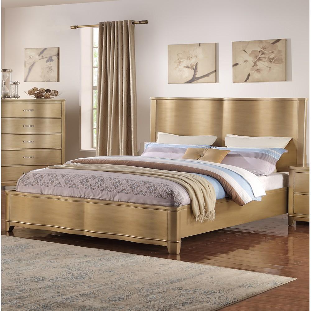 Wooden E.King Bed, Champagne