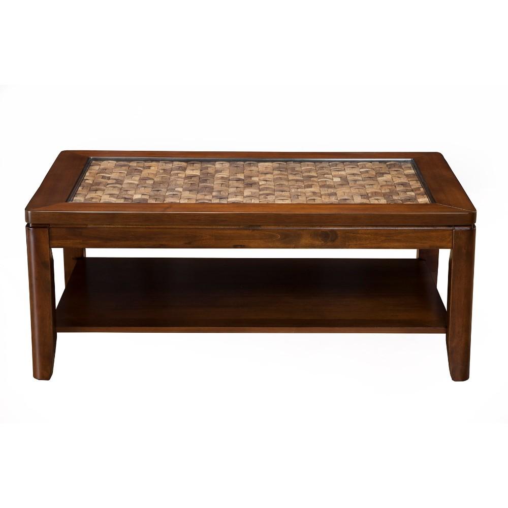 Wooden Coffee Table with Glass Insert Brown