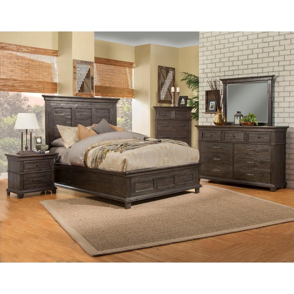 Acacia Wood California King Size Panel Bed, Walnut Brown