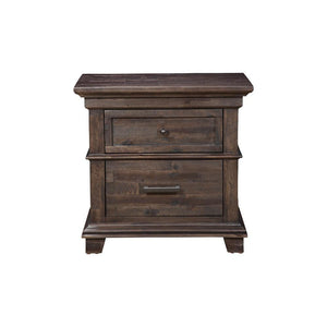 Acacia Wood Nightstand with 2 Drawer  Brown