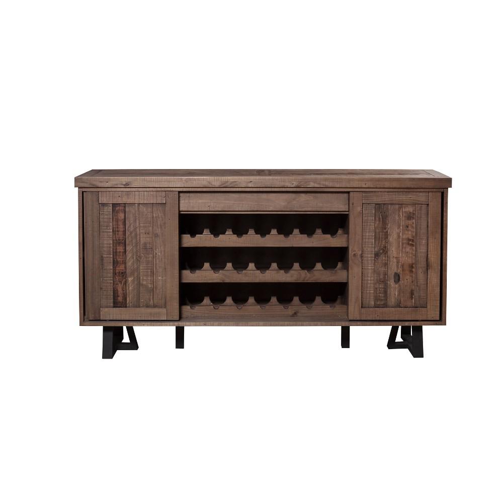 Wood And Metal Sideboard With Wine Holder, Brown