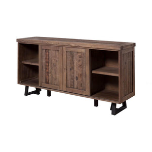 Wood And Metal Sideboard With Wine Holder, Brown