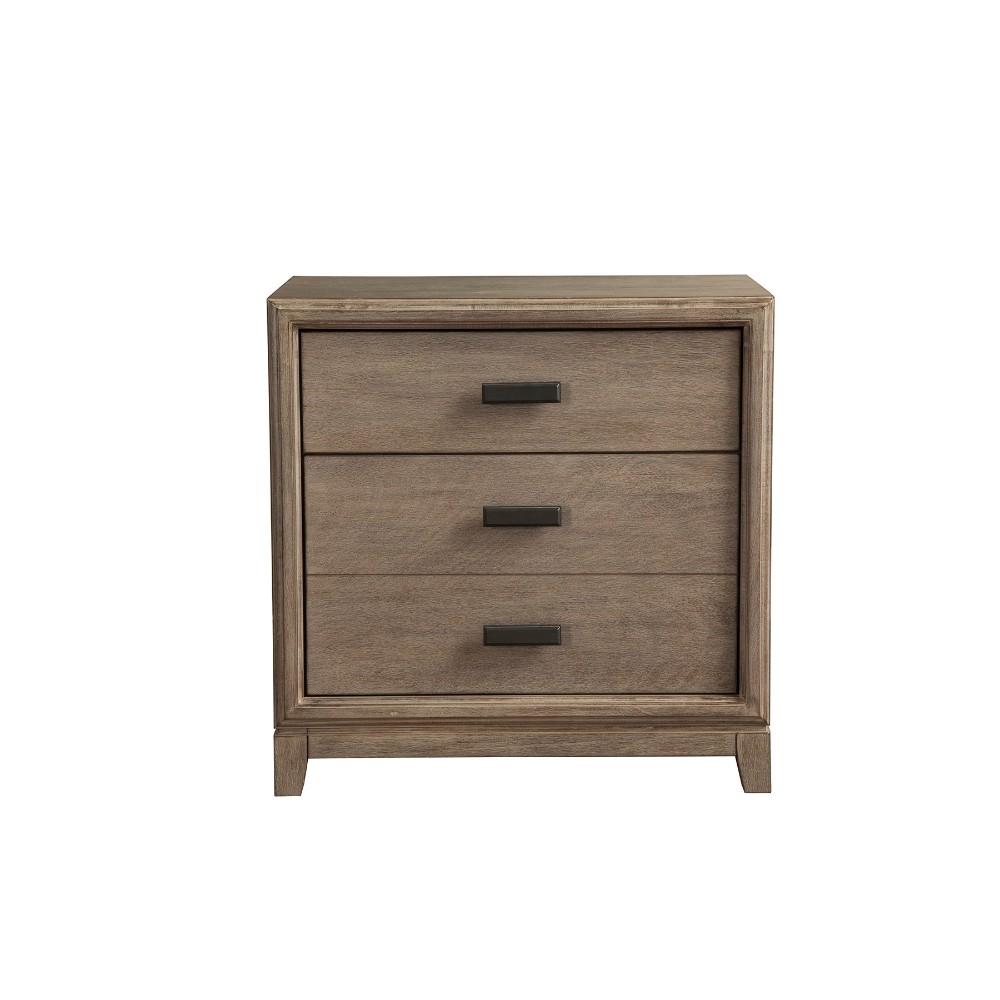 Wooden Nightstand with 3 Drawer, Brown