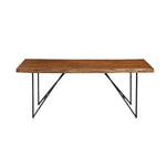 Acacia Wood Dining Table With Metal Legs Brown And Black