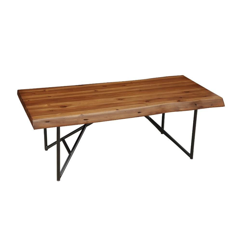 Acacia Wood Coffee/Cocktail Table With Metal Legs, Brown