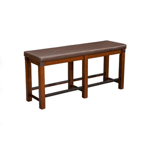 Wooden Counter Height Dining Bench With Nailhead Trim Design Brown