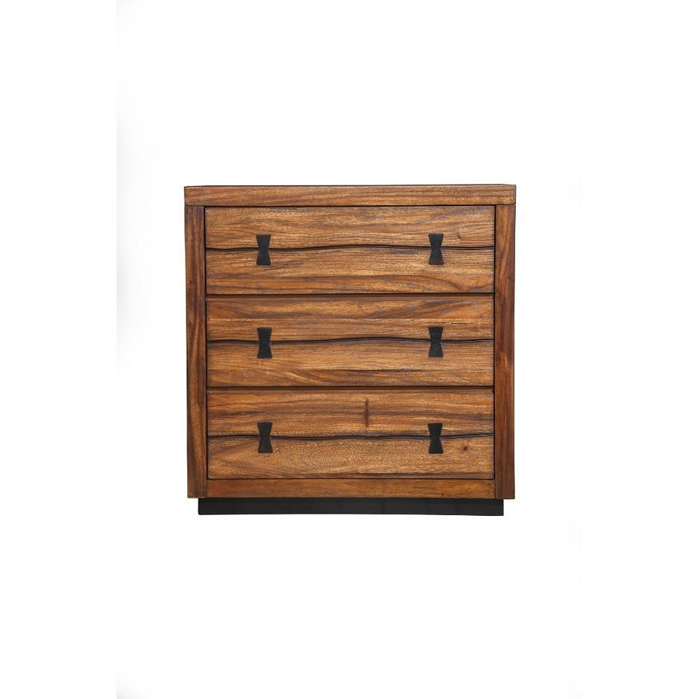 3 Drawer Mahogany Wood Chest With Storage Brown