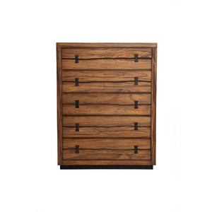 5 Drawer Mahogany Wood Chest In Transitional Style Brown