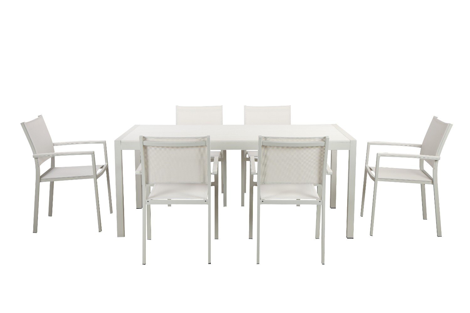 Aluminum 7 piece Modern Outdoor Dining Set In White