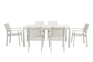 Aluminum 7 piece Modern Outdoor Dining Set In White