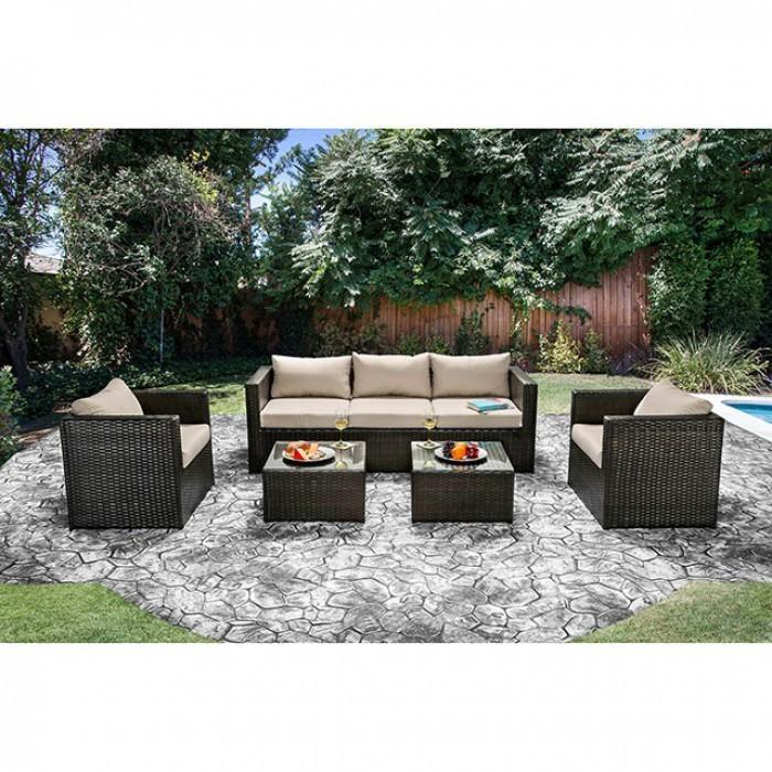 5 Pc. Aluminum Patio Set, Ivory White/Espresso Brown