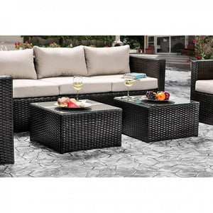 5 Pc. Aluminum Patio Set, Ivory White/Espresso Brown