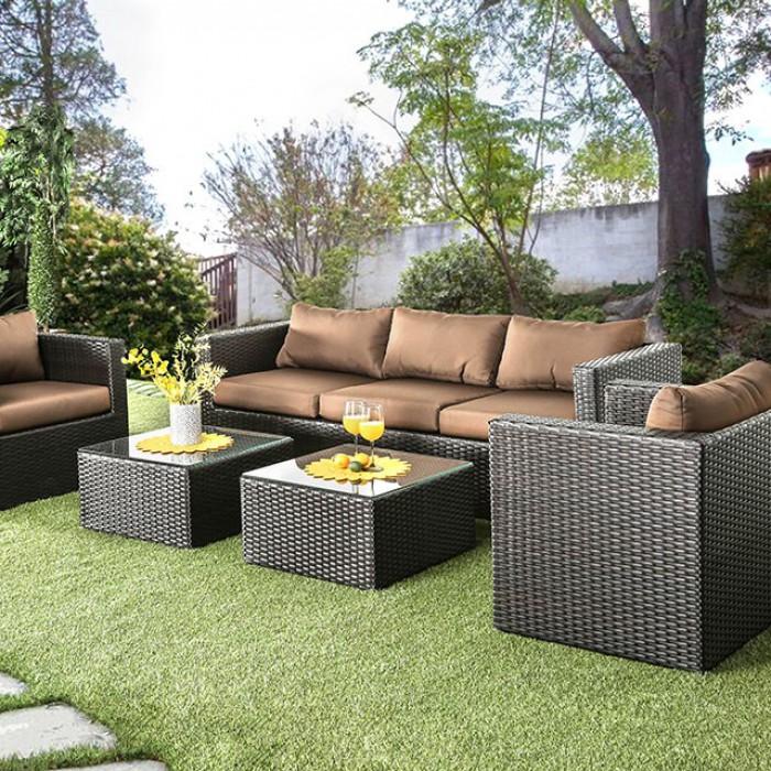 5 Piece Aluminum Patio Set, Espresso Brown